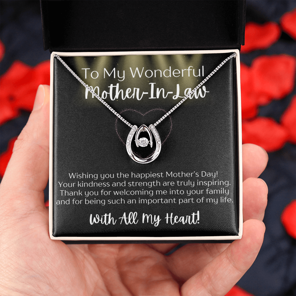 Lucky In Love Necklace for Mother-In-Law – Elegant Gift from a Daugher-In-Law or Son-In-Law