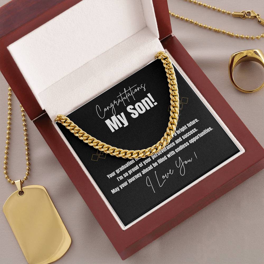 To My Son - So Proud of You | Cuban Link Chain Necklace | Personalized Meaningful Gift