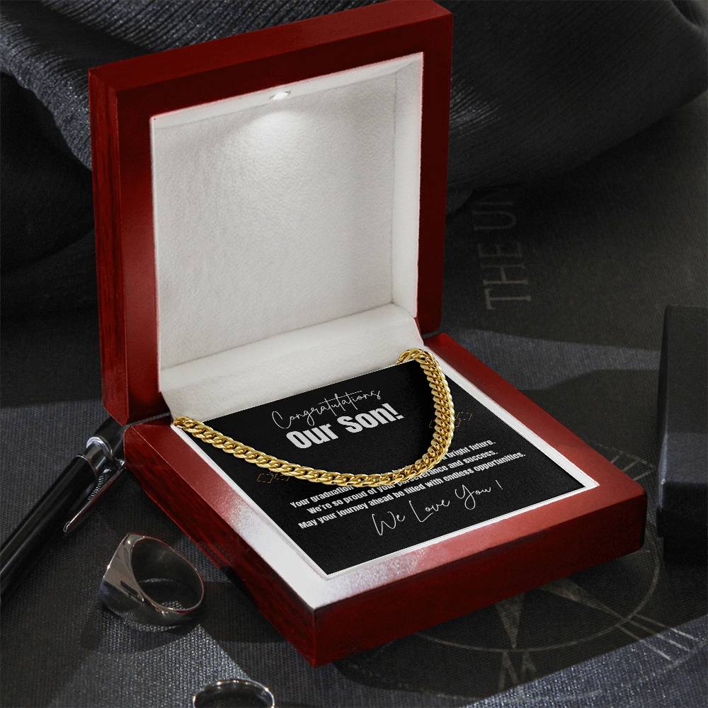 Cuban Link Chain Necklace for Son – Meaningful Graduation Gift from Mom & Dad