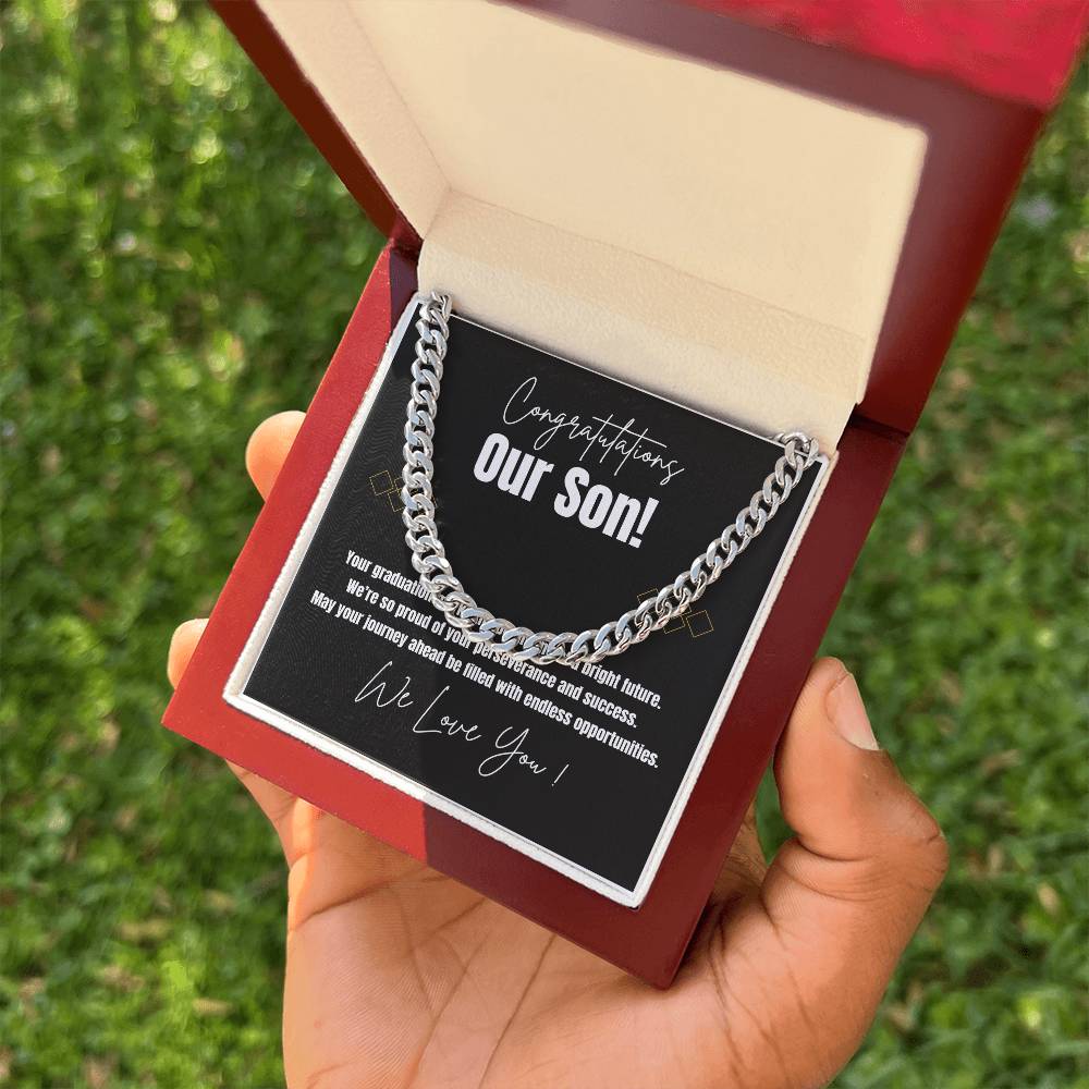 Cuban Link Chain Necklace for Son – Meaningful Graduation Gift from Mom & Dad