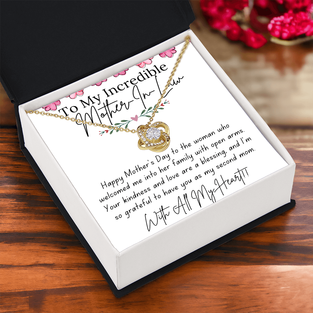 To My Mother-In-Law - With Love and Thanks | Love Knot Necklace | Personalized Mother's Day Gift