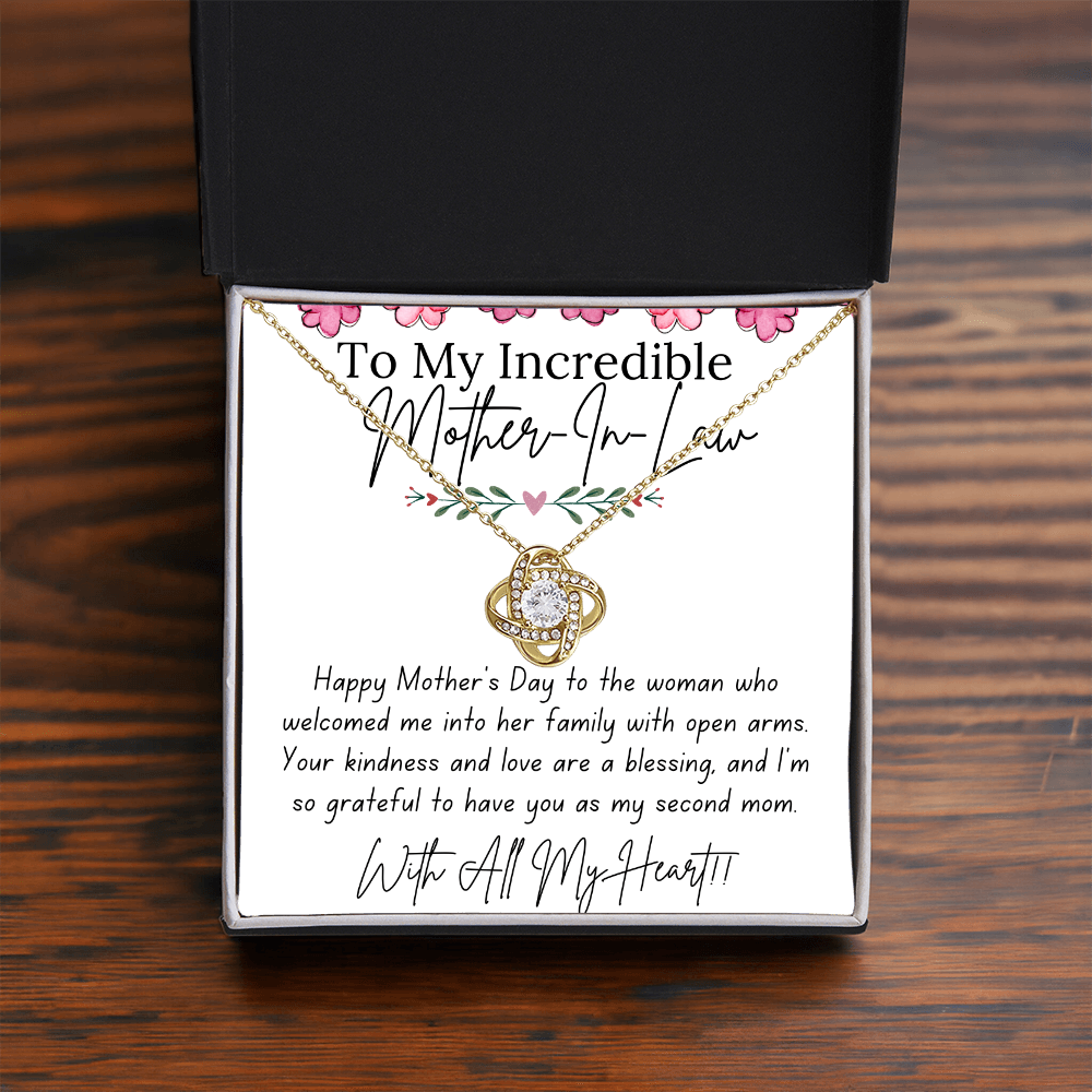 To My Mother-In-Law - With Love and Thanks | Love Knot Necklace | Personalized Mother's Day Gift