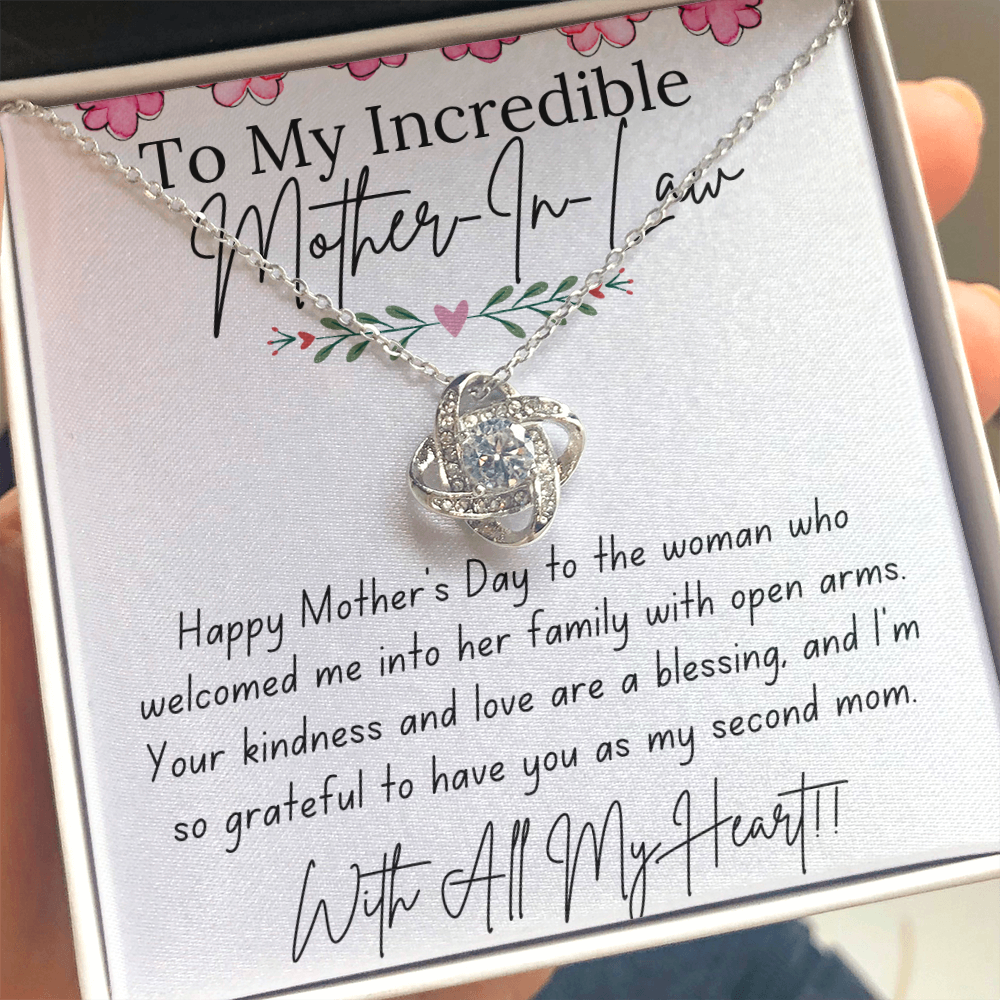 To My Mother-In-Law - With Love and Thanks | Love Knot Necklace | Personalized Mother's Day Gift