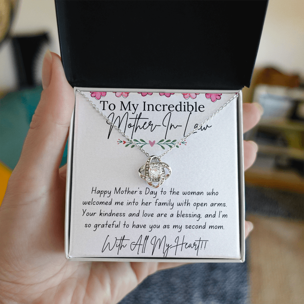 To My Mother-In-Law - With Love and Thanks | Love Knot Necklace | Personalized Mother's Day Gift