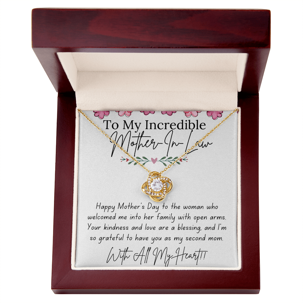 To My Mother-In-Law - With Love and Thanks | Love Knot Necklace | Personalized Mother's Day Gift