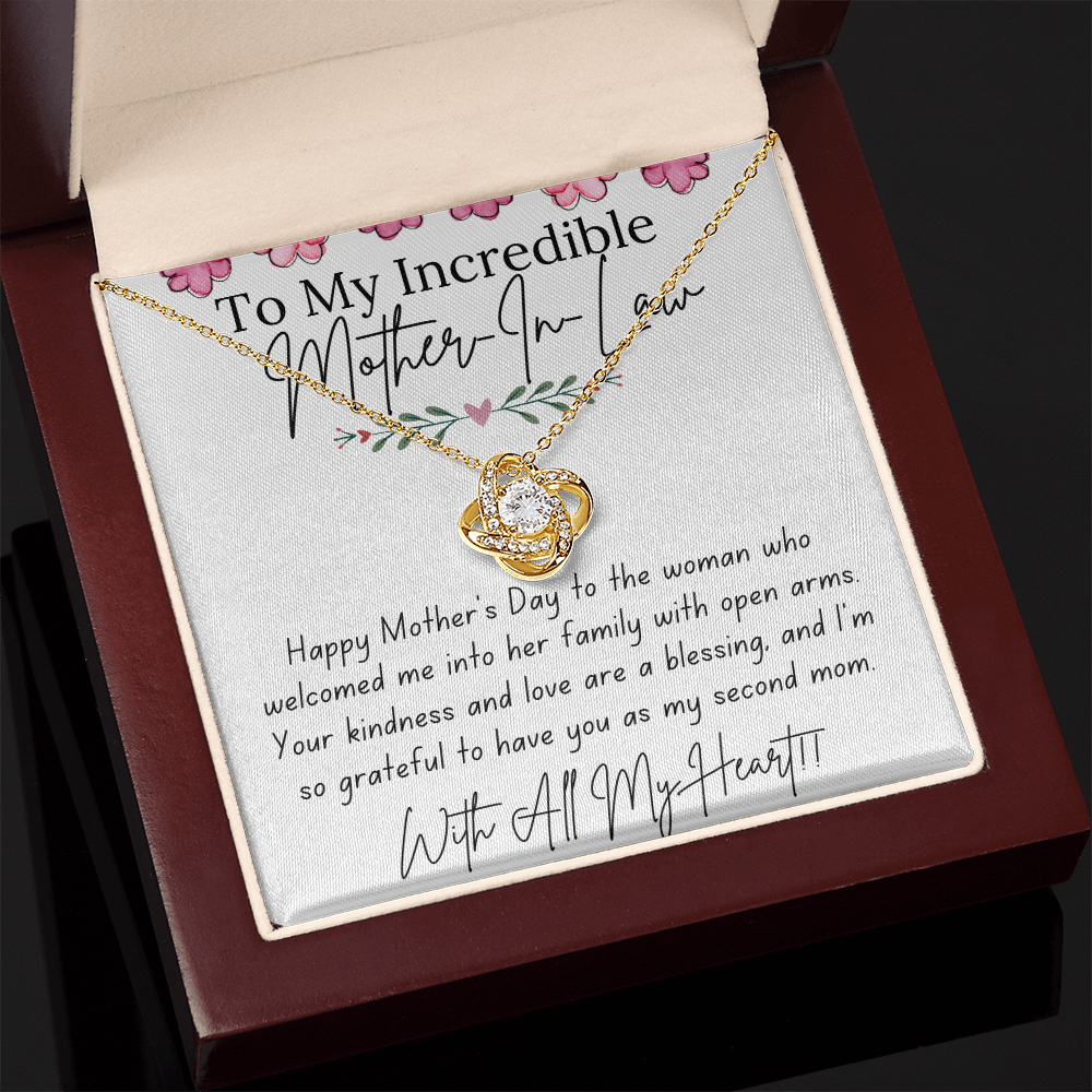 To My Mother-In-Law - With Love and Thanks | Love Knot Necklace | Personalized Mother's Day Gift