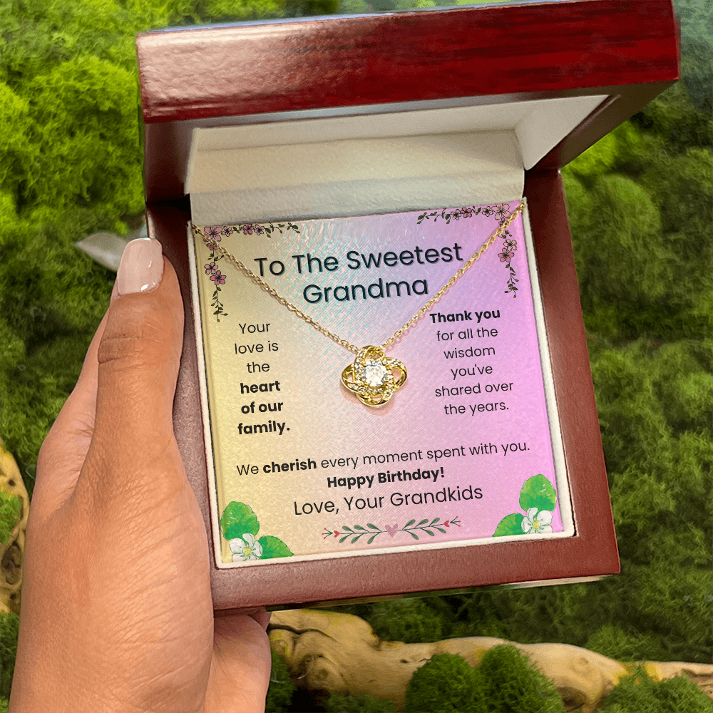 Love Knot Necklace for Grandma from Grandchildren – A Sparkling Birthday Gift