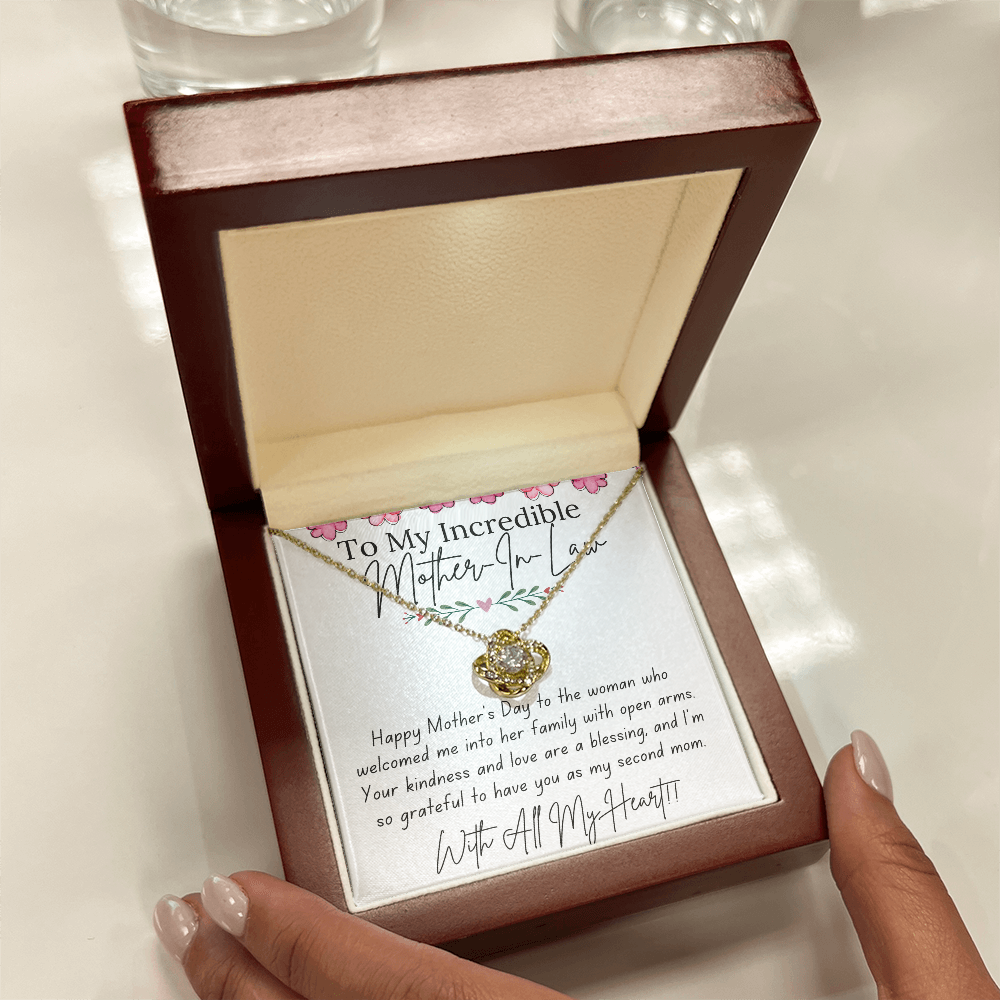 To My Mother-In-Law - With Love and Thanks | Love Knot Necklace | Personalized Mother's Day Gift