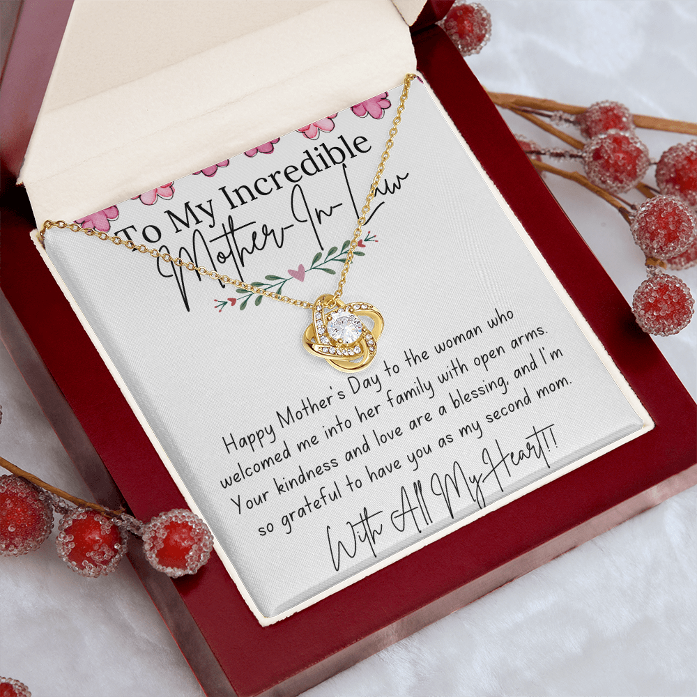 To My Mother-In-Law - With Love and Thanks | Love Knot Necklace | Personalized Mother's Day Gift