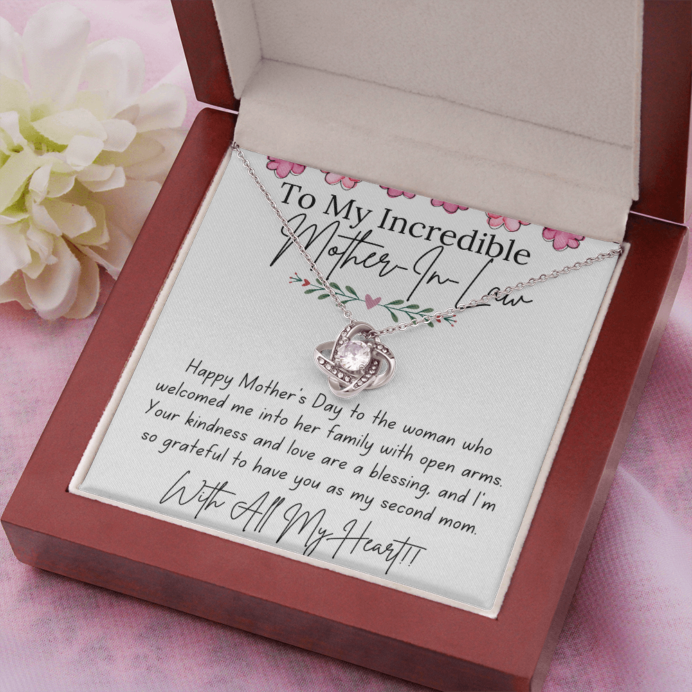 To My Mother-In-Law - With Love and Thanks | Love Knot Necklace | Personalized Mother's Day Gift