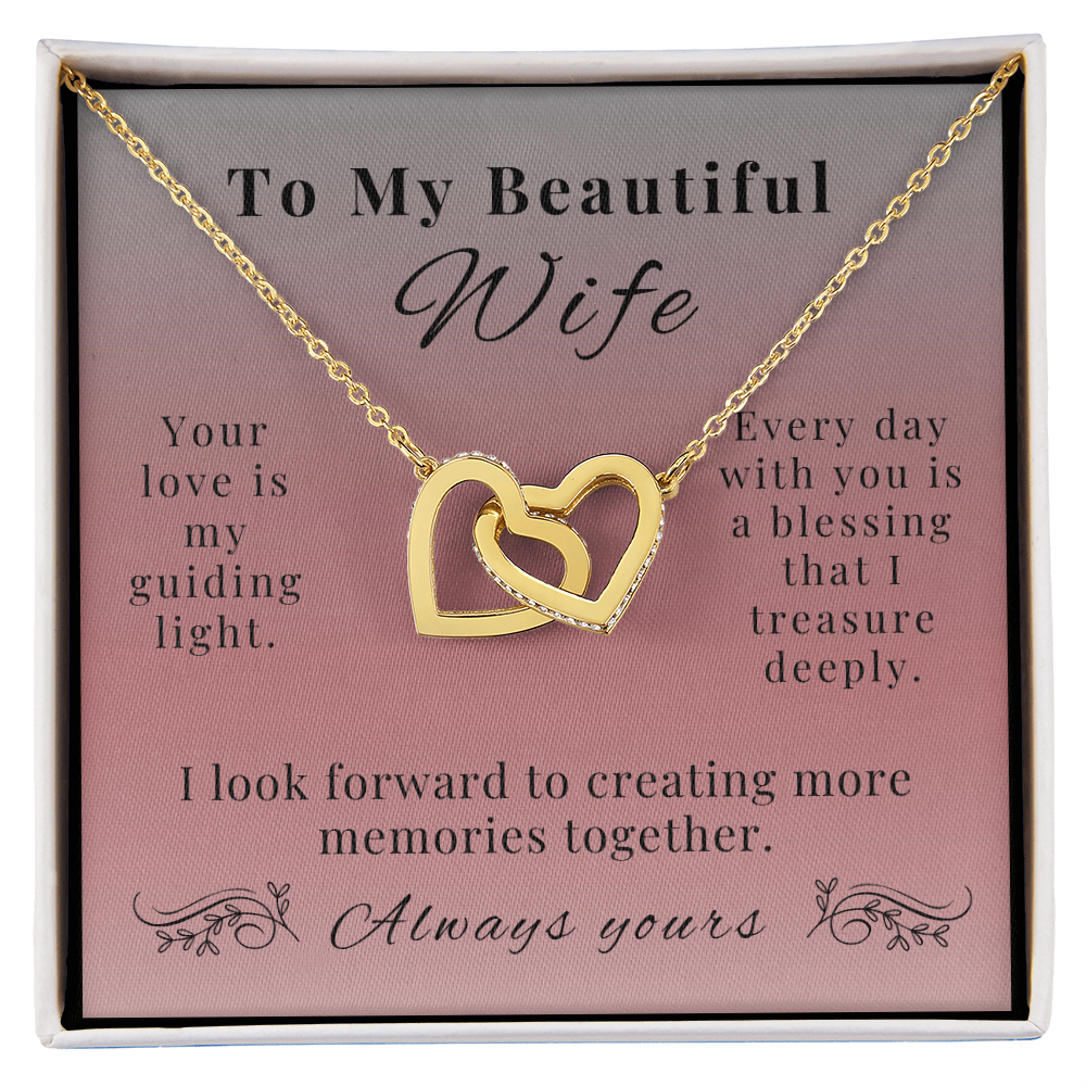 To My Beautiful Wife - A Symbol of Our Endless Love - Interlocking Hearts Necklace