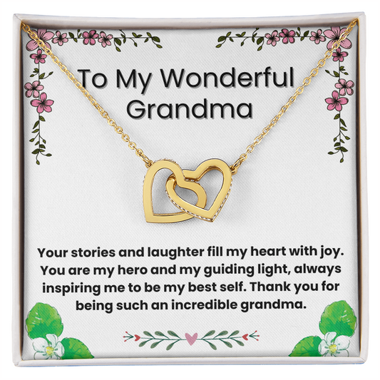 To My Grandma - My Precious Grandma | Interlocking Hearts Necklace | Personalized Sentimental Gift