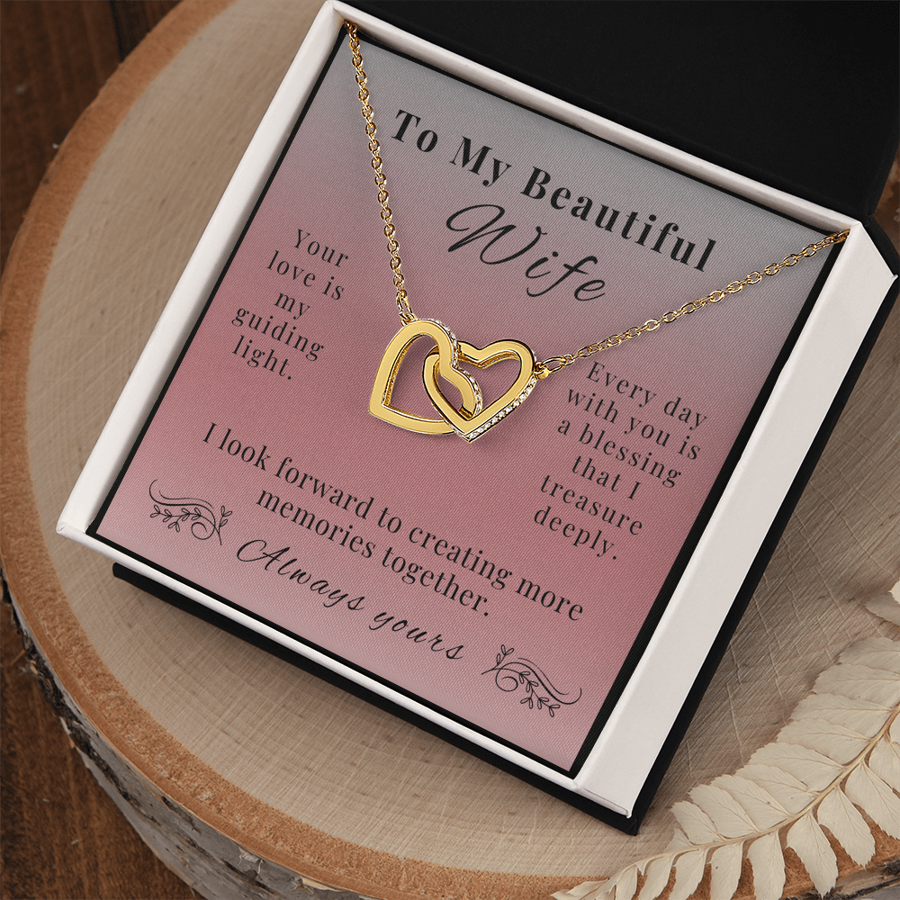 To My Beautiful Wife - A Symbol of Our Endless Love - Interlocking Hearts Necklace