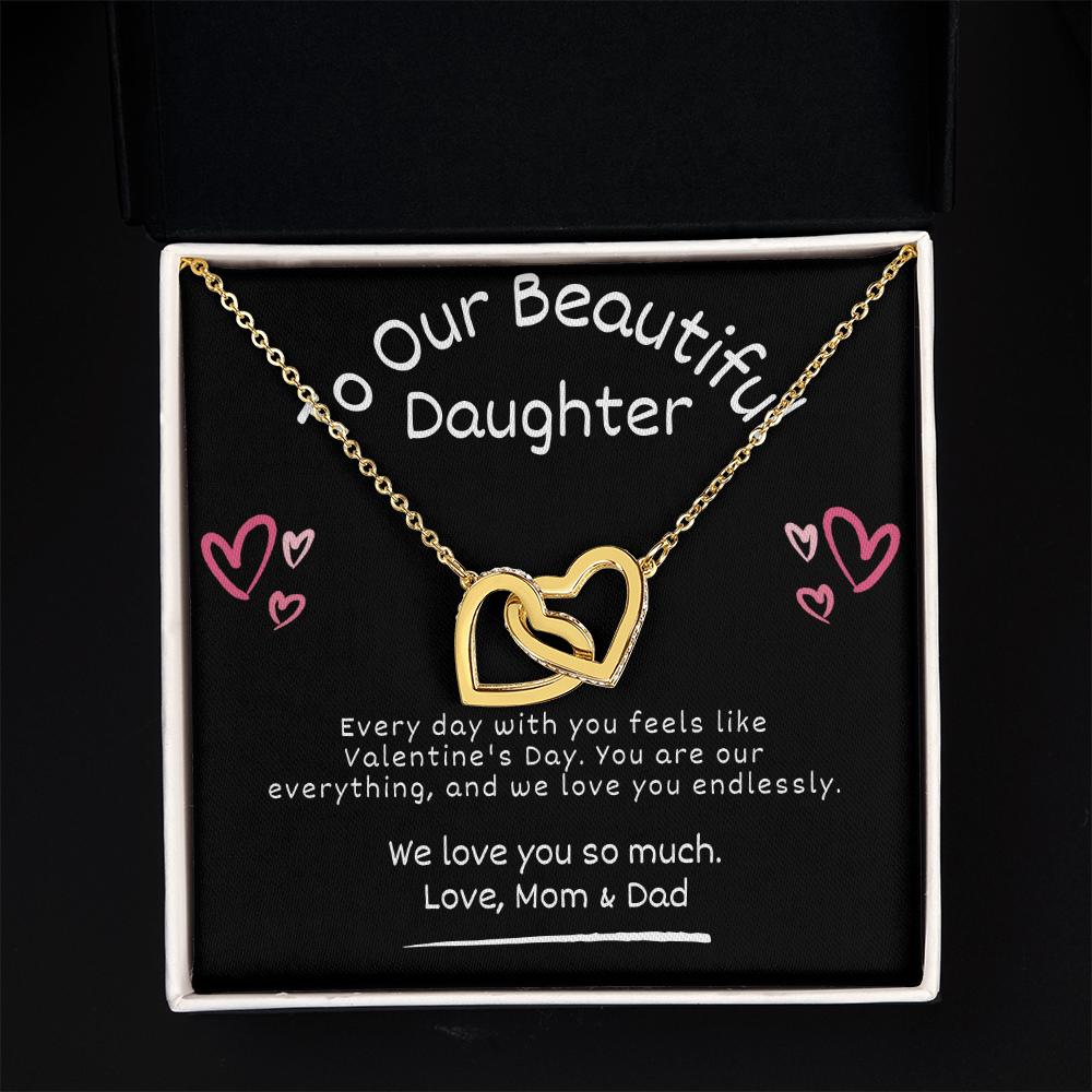 Interlocking Hearts Valentine's Day Necklace – To Our Beautiful Daughter