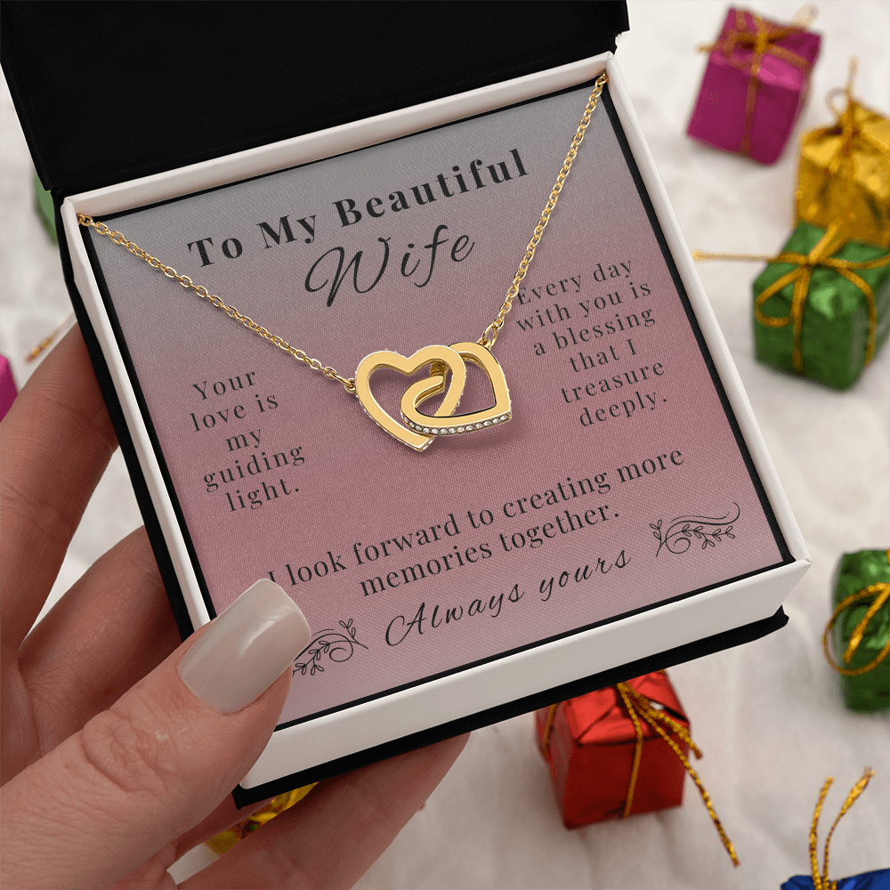 To My Beautiful Wife - A Symbol of Our Endless Love - Interlocking Hearts Necklace