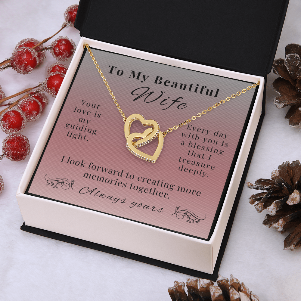 To My Beautiful Wife - A Symbol of Our Endless Love - Interlocking Hearts Necklace