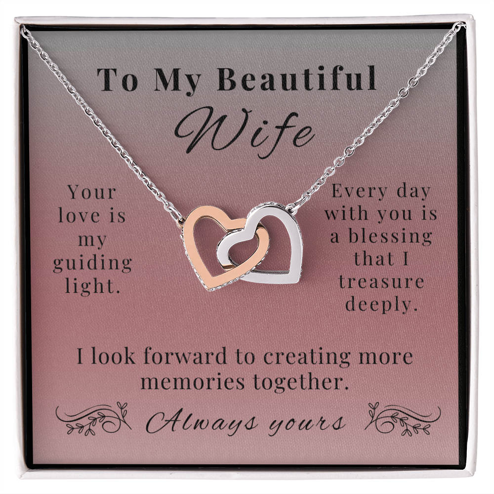 To My Beautiful Wife - A Symbol of Our Endless Love - Interlocking Hearts Necklace
