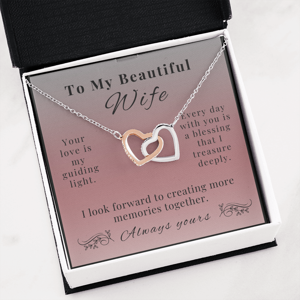 To My Beautiful Wife - A Symbol of Our Endless Love - Interlocking Hearts Necklace