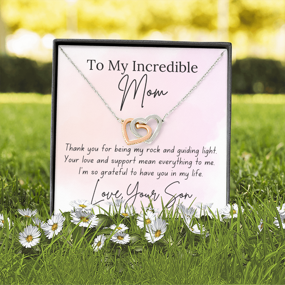 Interlocking Hearts Necklace for Mom – A Heartfelt Gift from a Son to Show Mom You Care