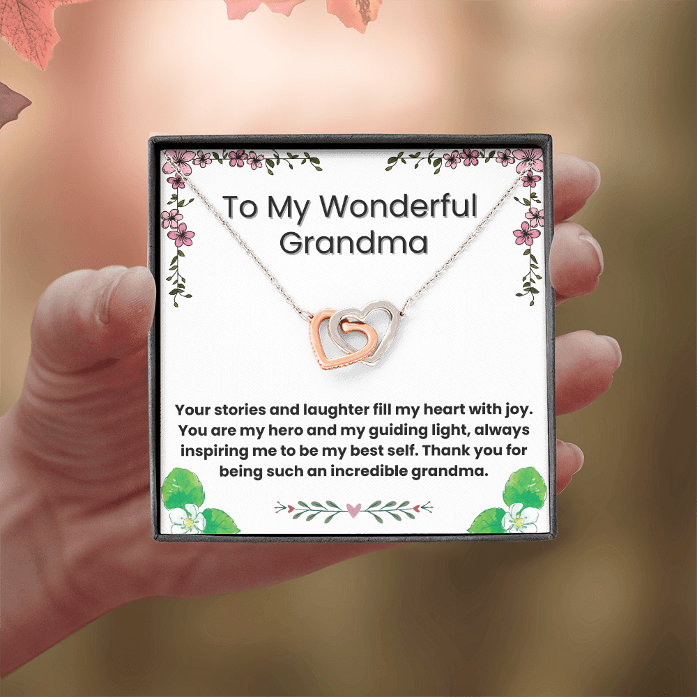 Interlocking Hearts Necklace for Grandma – A Symbol of Never-Ending Love from a Grandson
