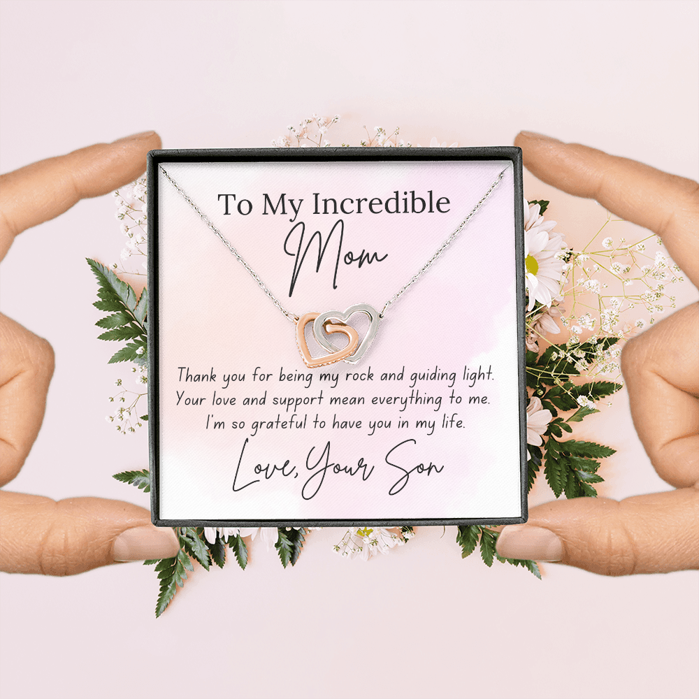 Interlocking Hearts Necklace for Mom – A Heartfelt Gift from a Son to Show Mom You Care