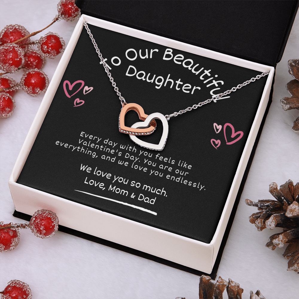 Interlocking Hearts Valentine's Day Necklace – To Our Beautiful Daughter