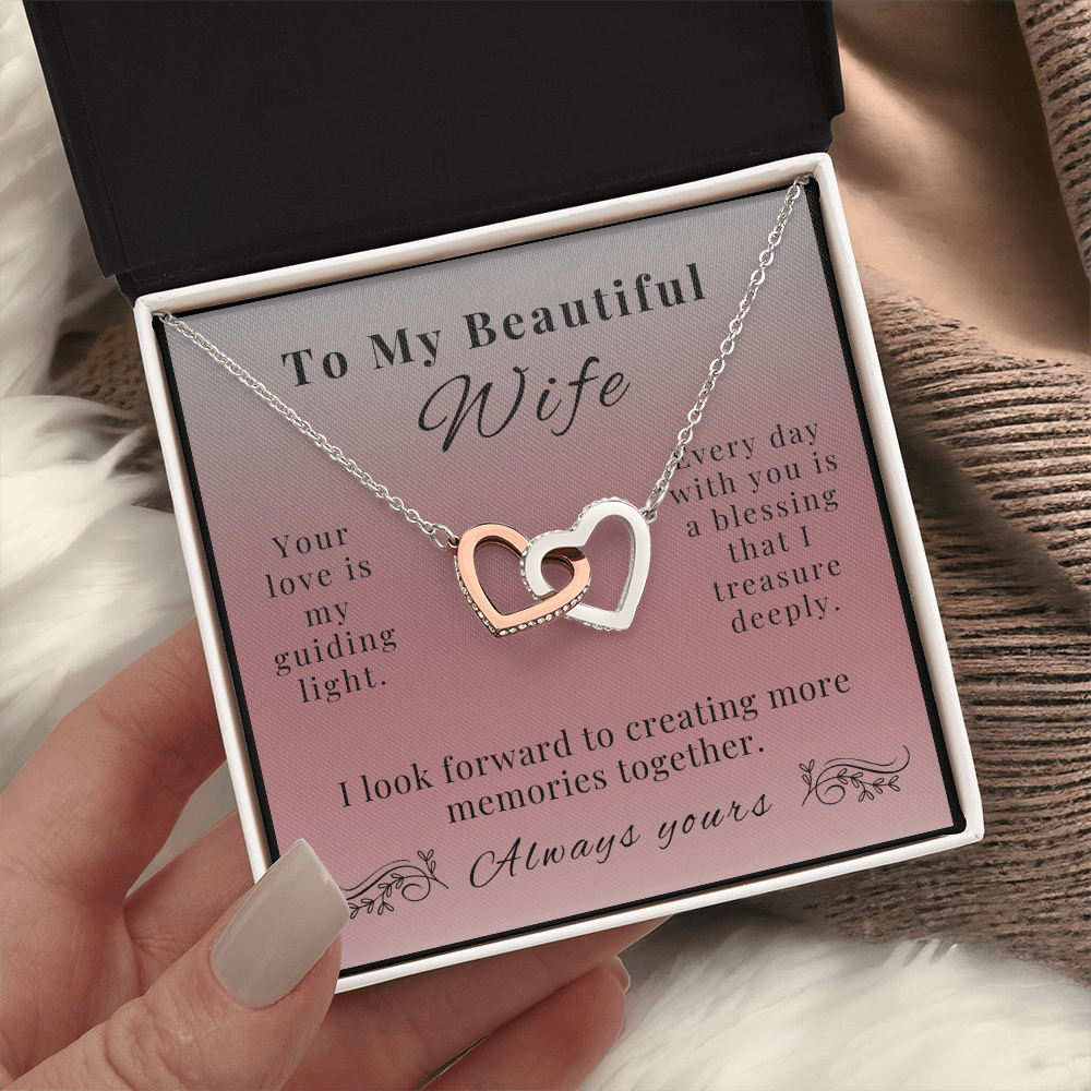 To My Beautiful Wife - A Symbol of Our Endless Love - Interlocking Hearts Necklace