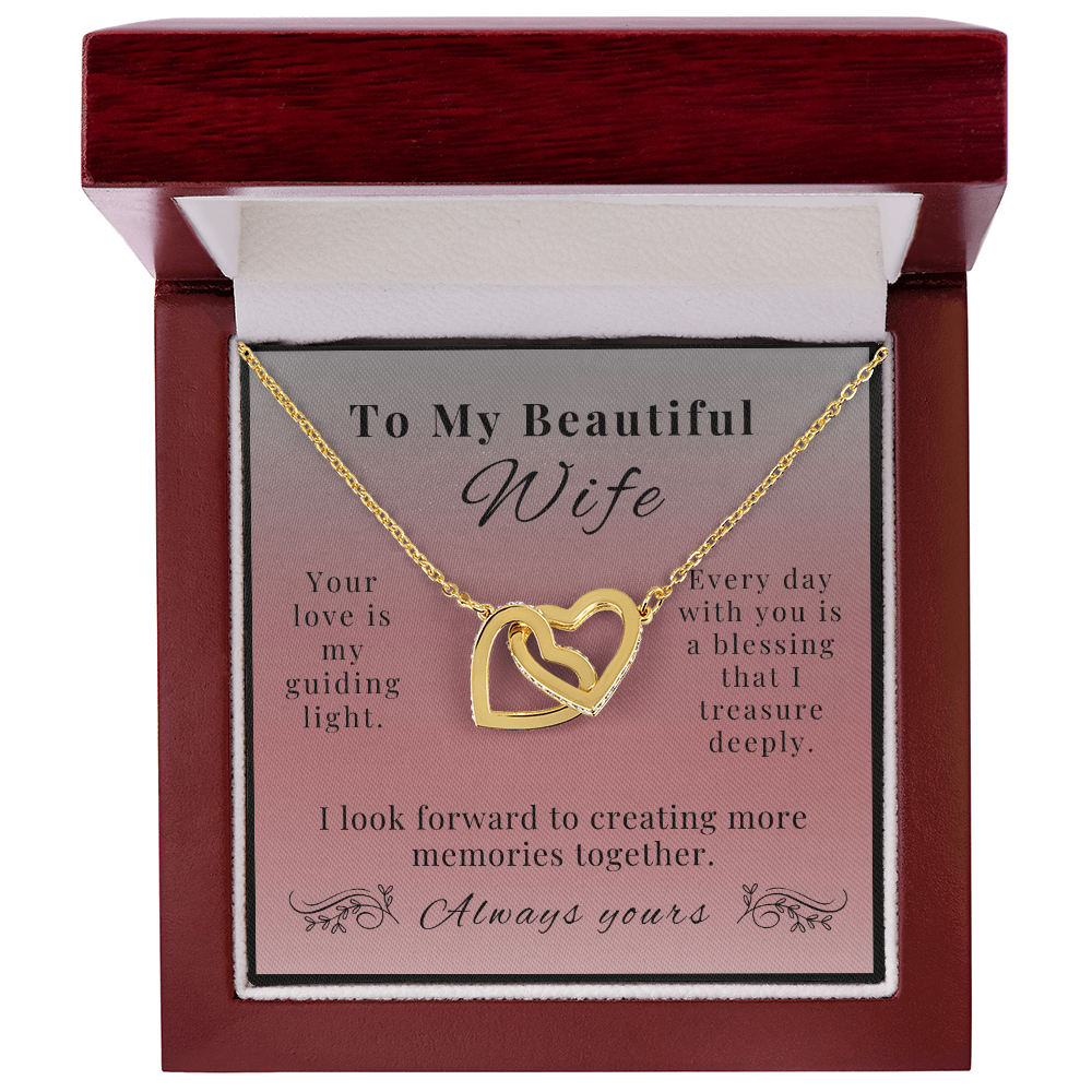 To My Beautiful Wife - A Symbol of Our Endless Love - Interlocking Hearts Necklace