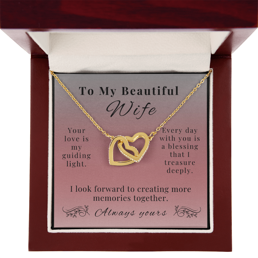 To My Beautiful Wife - A Symbol of Our Endless Love - Interlocking Hearts Necklace