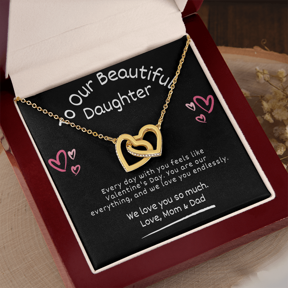 Interlocking Hearts Valentine's Day Necklace – To Our Beautiful Daughter