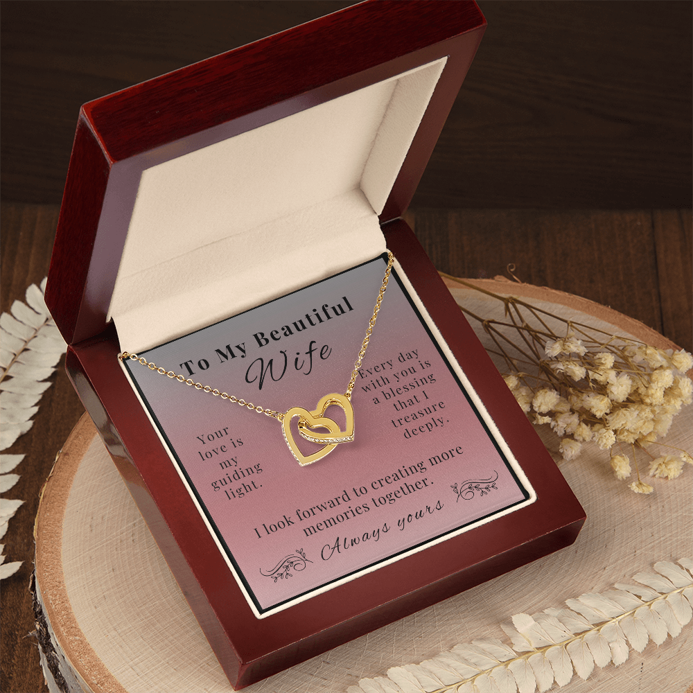 To My Beautiful Wife - A Symbol of Our Endless Love - Interlocking Hearts Necklace