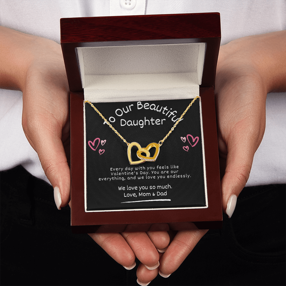 Interlocking Hearts Valentine's Day Necklace – To Our Beautiful Daughter