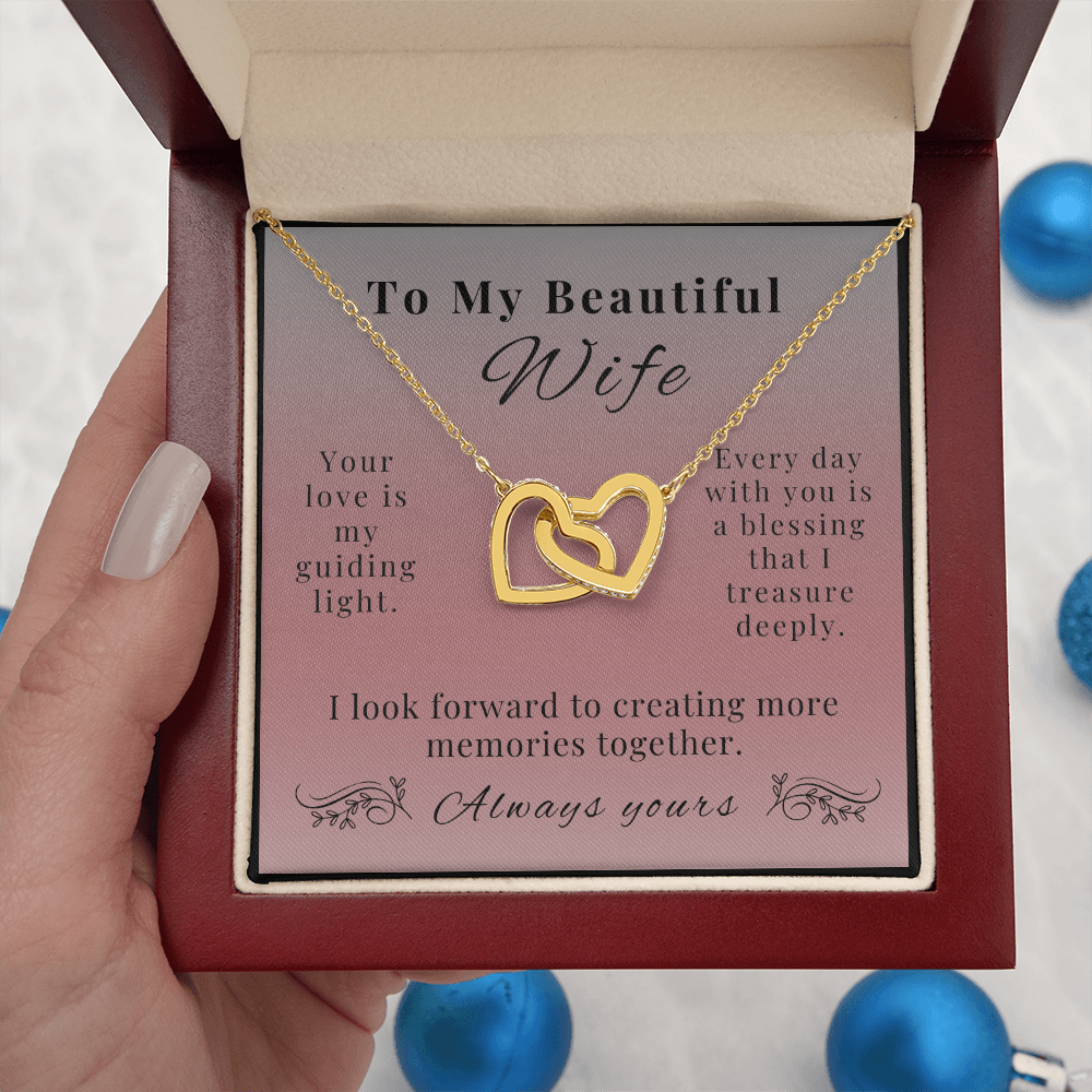 To My Beautiful Wife - A Symbol of Our Endless Love - Interlocking Hearts Necklace