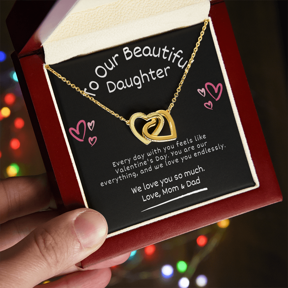 Interlocking Hearts Valentine's Day Necklace – To Our Beautiful Daughter