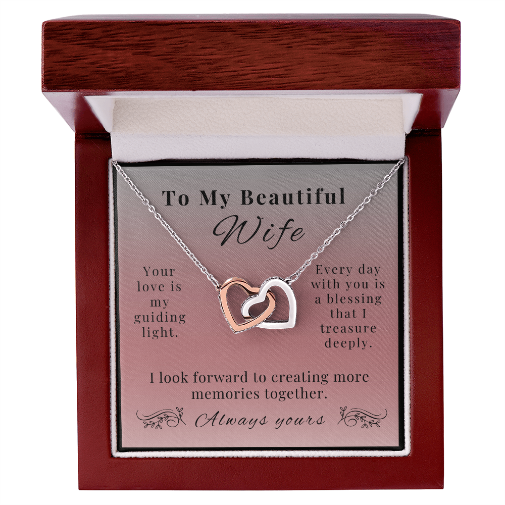 To My Beautiful Wife - A Symbol of Our Endless Love - Interlocking Hearts Necklace