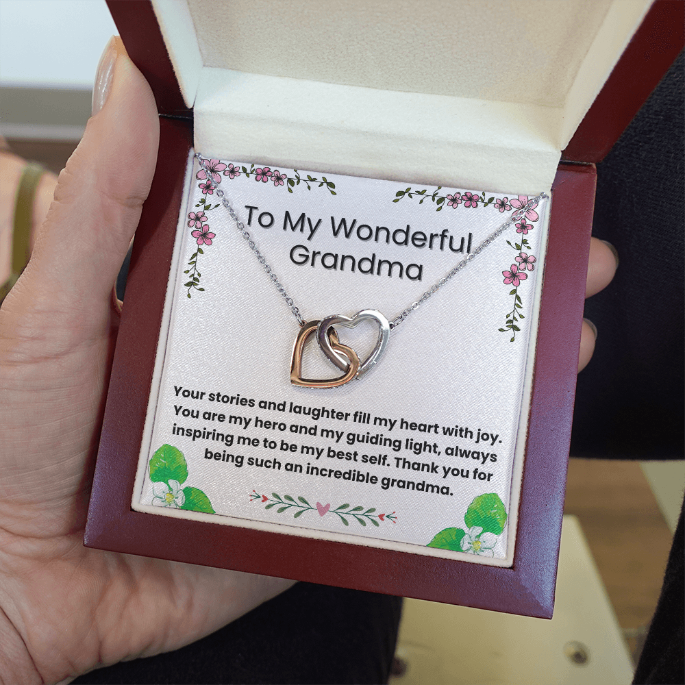 Interlocking Hearts Necklace for Grandma – A Symbol of Never-Ending Love from a Grandson