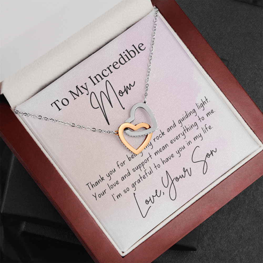 Interlocking Hearts Necklace for Mom – A Heartfelt Gift from a Son to Show Mom You Care