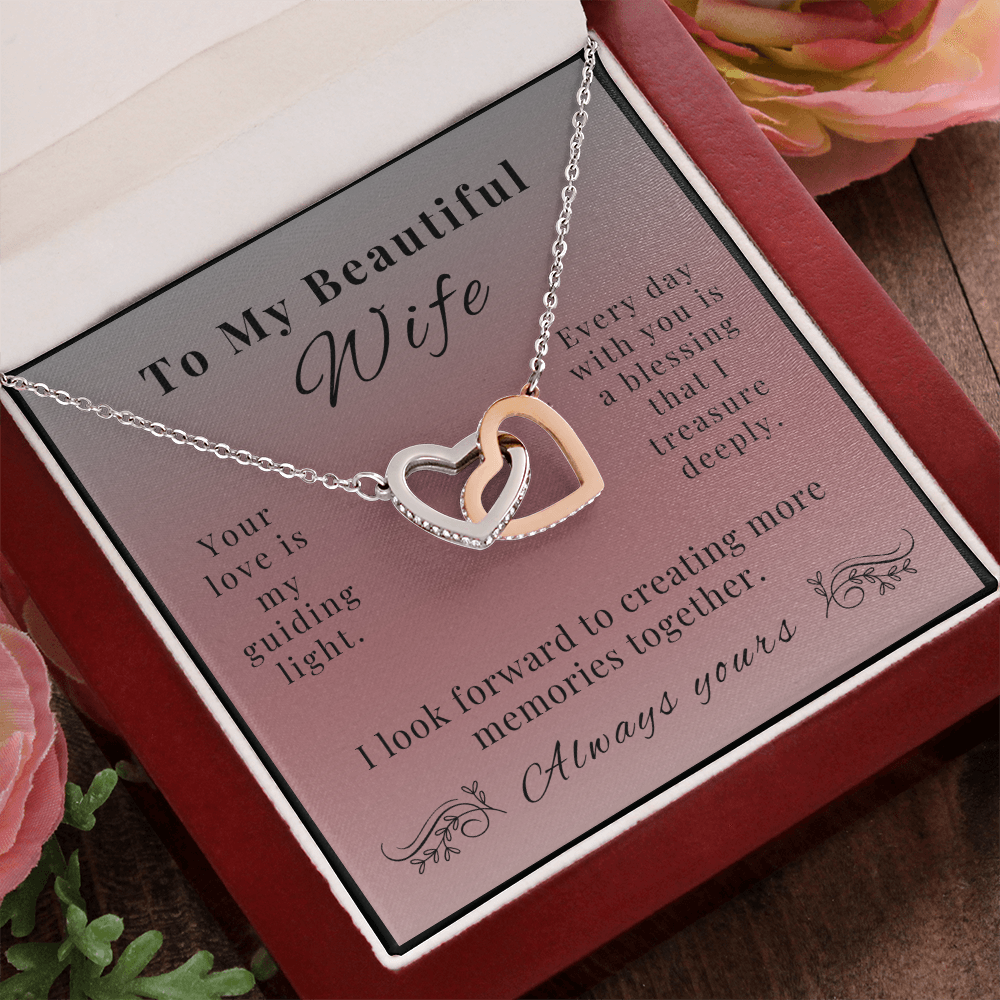 To My Beautiful Wife - A Symbol of Our Endless Love - Interlocking Hearts Necklace