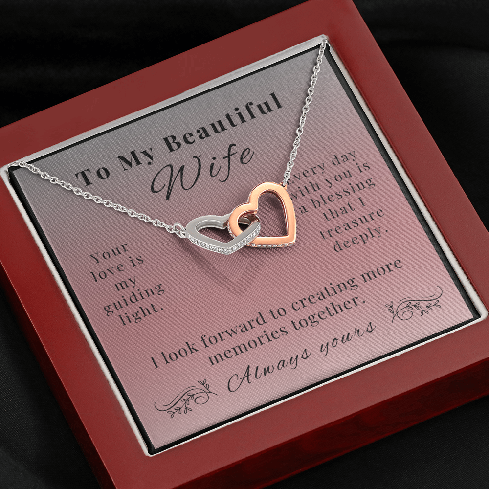 To My Beautiful Wife - A Symbol of Our Endless Love - Interlocking Hearts Necklace