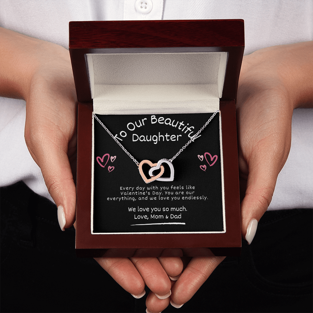Interlocking Hearts Valentine's Day Necklace – To Our Beautiful Daughter