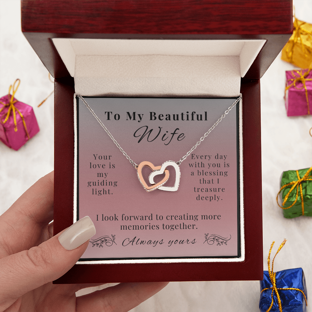 To My Beautiful Wife - A Symbol of Our Endless Love - Interlocking Hearts Necklace