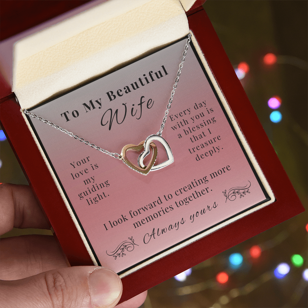 To My Beautiful Wife - A Symbol of Our Endless Love - Interlocking Hearts Necklace