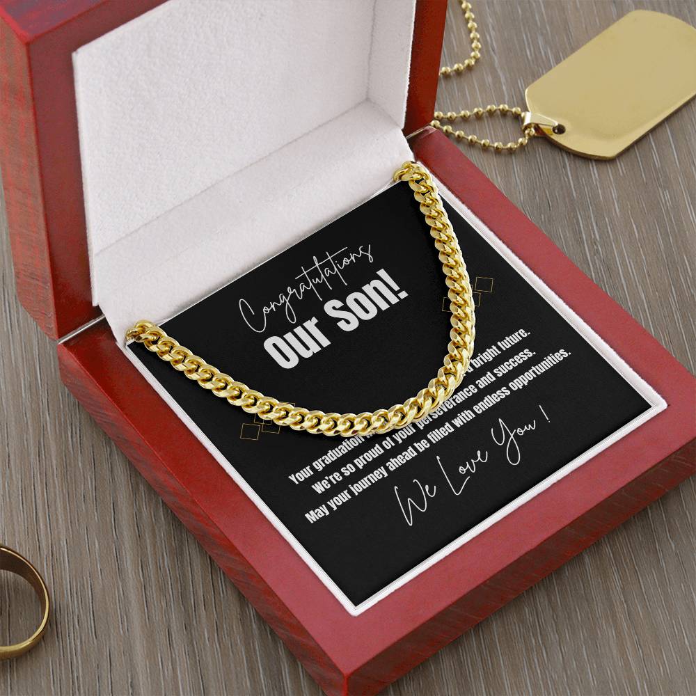 Cuban Link Chain Necklace for Son – Meaningful Graduation Gift from Mom & Dad