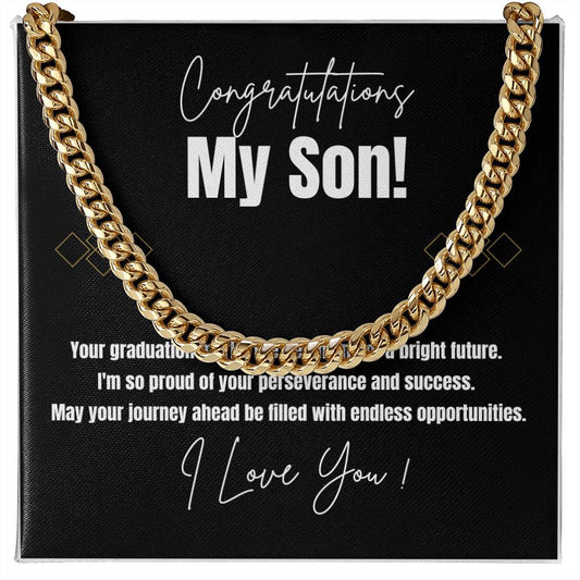 To My Son - So Proud of You | Cuban Link Chain Necklace | Personalized Meaningful Gift