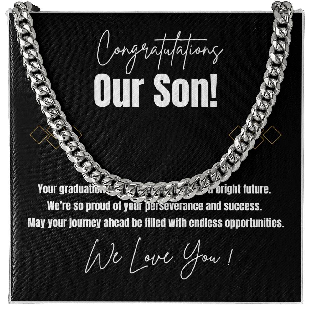 Cuban Link Chain Necklace for Son – Meaningful Graduation Gift from Mom & Dad