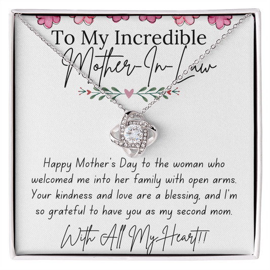To My Mother-In-Law - With Love and Thanks | Love Knot Necklace | Personalized Mother's Day Gift