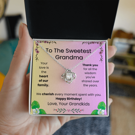 Love Knot Necklace for Grandma– A Sparkling Birthday Surprise from the Grandkids