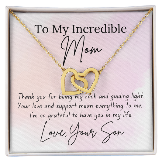Interlocking Hearts Necklace for Mom – A Heartfelt Gift from a Son to Show Mom You Care