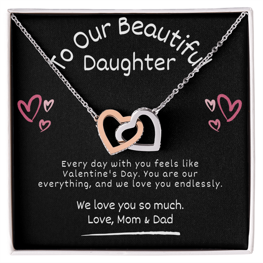 Interlocking Hearts Valentine's Day Necklace – To Our Beautiful Daughter