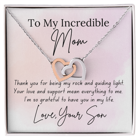 Interlocking Hearts Necklace for Mom – A Heartfelt Gift from a Son to Show Mom You Care